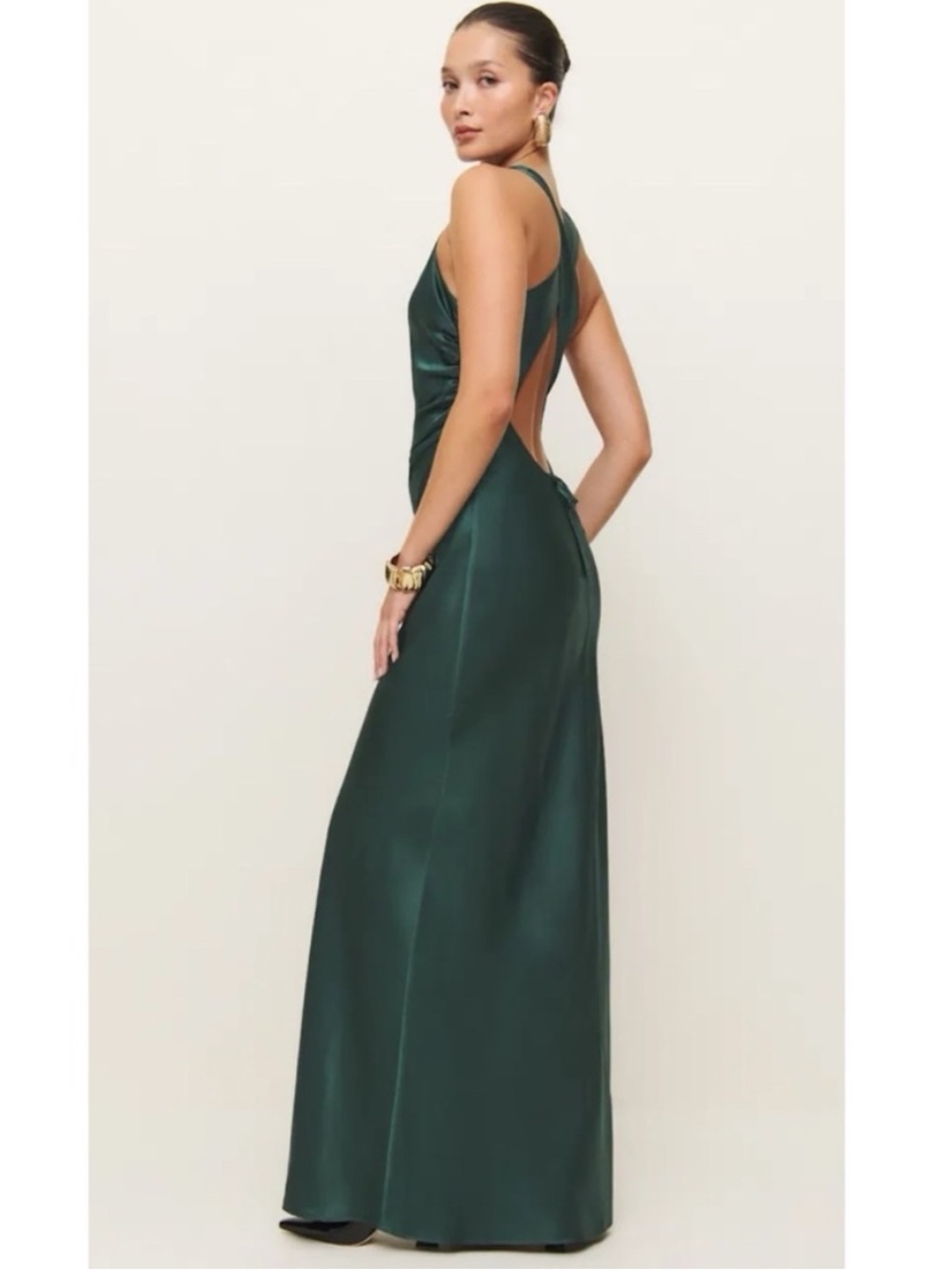Reformation Anaiis Silk Dress in Forest
